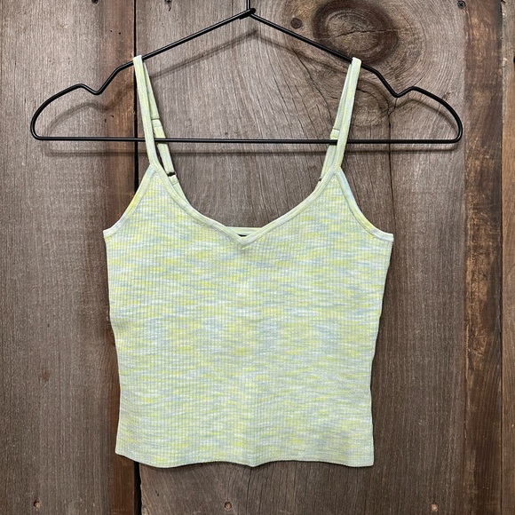 Express Body Contour Ribbed Sweetheart Cami Tank Top in Space Dye Green Small - Picture 1 of 17